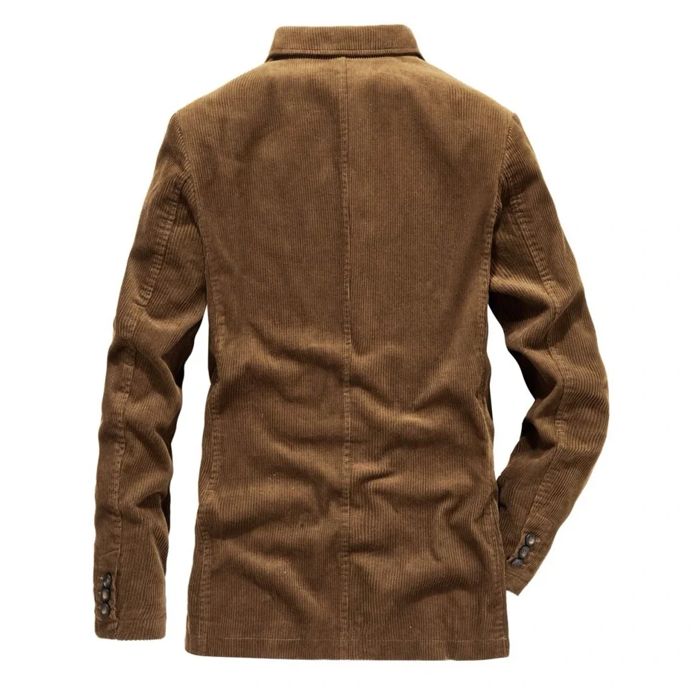 Chouyatou Vintage Casual Blazer Jacket in Brown Corduroy Men's Size XL